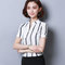 Chiffon Shirt Women's New Short-sleeved Sculpt Clothes Floral V-neck Shirt Bottoming Shirt - 736 stripes