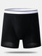 Men Plus Size Boxer Briefs Modal Soft Stretch Side Fly Pouch Plain Underwear - Black