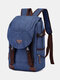 Vintage Canvas Two Tone Buckle Front  Multi-pocket Travel Outdoor Laptop Bag Backpack Handbag - Dark Blue