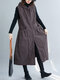 Corduroy Sleeveless Patchwork Vintage Hooded Plus Size Coat - Brown
