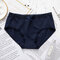 Cotton Lace-trim Hip Lifting Bow-knot Mid Waisted Panties - Navy