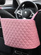 Multifunctional PU Vehicle Car Seat Storage Net Pocket Diamond Pattern Hanging Bag Car Storage Bag - Pink