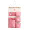 Wall Hanging Linen 3 Pocket Simple Style Storage Bag Bedroom Key Sunglasses Organizer - Pink