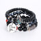 Bohemian Colorful Multilayer Beaded Bracelet with I Love You Charm Chain Gift for Her - Black