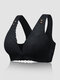 Women Floral Embroidered Lace Front Closure Wireless Soft Bras - Black