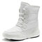 Waterproof Slip Resistant Cross Strap Plush Lining Winter Outdoor Snow Boots - White