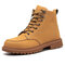 Men Microfiber Leather Non Slip Outdoor Casual Martin Boots - Yellow