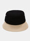 Unisex Cotton Patchwork Color-block Letter Embroidery Fashion Sunshade Bucket Hat - #03