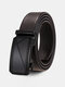 Men Cow Leather Rectangular Alloy Automatic Buckle Casual Business Belt - Coffee