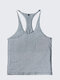 Mens Summer Cotton Plain Gym Tank Top Workout Bodybuilding Singlets - Gray