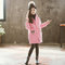 Girl's Printed Long Thick Woolen Coat  - Pink