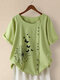 Butterful Print Short Sleeve Plus Size T-shirt - Green