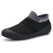 Men's Knitted Fabric Breathable Slip On Running Sport Socks Sneakers - Black