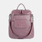 Women Solid Waterproof Multi-Carry Anti Theft Backpack - Pink