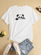 Plus Size Crew Collo Panda T-shirt manica corta - bianca