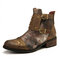 Embossed Splicing Handsome Boots - Brown