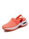 Women Casual Breathable Mesh Hollow Open Heel Platform Sneakers - Orange