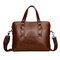 Vintage PU Leather Business Handbag Crossbody Shoulder Bag Briefcase For Men - Coffee