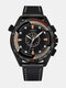 Homens vintage Watch mostrador tridimensional couro Banda quartzo impermeável Watch - #2 Black Dial Black Band