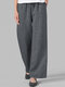 Solid Color Elastic Waist Drawstring Plus Size Casual Pants - Dark Grey