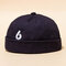 Women Men Letter Embroidery Brimless Hat Solid Color  Retro Skull Caps - Navy
