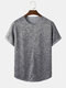 Mens Marled Seam Detail Short Sleeve Fitness Sport T-Shirts - Gray