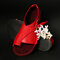 Plus Size Women Casual Comfy Splicing Buckle Clip Toe Sandals - Red