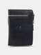 PU Leather Elegant Multiple Card Short Wallet Multi-funciton Tri-fold Wallet - Black