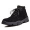 Men Synthetic Suede Splicing Warm Plush Lining Casual Ankle Boots - Black