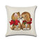 Funda de cojín de lino de algodón con decoración navideña Cute Gato Perro Funda de almohada Puppy Celebrate - #6
