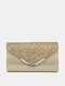 JOSEKO Women's Fashion Faux Leather Sequin Evening Bag Cosmetic Bag Elegant Clutch - Gold