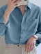 Masculino Sólido Bolso No Peito Casual Manga Longa Camisa - azul
