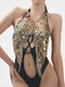 Sequins Sexy Punk Tassel Handmade Shiny Beach Bra Body Chain - Gold