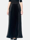 Solid Color Elastic Waist Long Pleated Skirt For Women - Black