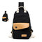 Canvas Patchwork Women Chest Bags Sports Crossbody Bags - Black