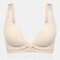 Maternity Plaid Front Button Wireless Soft Breathable Nursing Bra - Nude