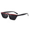 Women Lightweight UV400 HD Square Sunglasses Fashionable  Face Thin Cat Eye Sunglasses  - Black 2