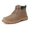 Menico Men Work Style Slip Resistant Microfiber Leather Ankle Boots - Khaki