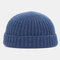 Men Women Solid Color Knitted Wool Hat Skull Cap Beanie Brimless Hats - Navy