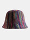Women & Men Woolen Mixed Color Warm Windproof Casual Personality Couple Hat Bucket Hat - Purple