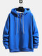 Mens Cool Solid Color Striped Drawstring Zipper Up Hoodies - Blue