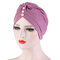 Chiffon Cow Louver Fold Hat Soft Sokid Color Adjustable Headdress Headscarf - Purple
