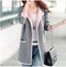 Solid Color Long Section Knit Cardigan - Gray