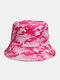 Unisex Cotton Overlay Camouflage Pattern Print Double-Side-Wear Outdoor Riding Fishing Sunshade Bucket Hat - Pink