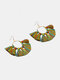 Trendy Bohemian Personality Colorful Scalloped Tassel Cotton Thread Alloy Earrings - #02