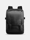 Vintage Business Versatile Minimalist Buckle Decor Multi-pockets Backpack - Black