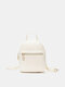 Women Faux Leather Fashion Simple Mini Large Capacity Multifunction Backpack Shoulder Bag - White