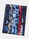 Women Acrylic Artificial Wool Dual-use Striped Calico Print Fashion Warmth Shawl Scarf - Blue