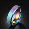 6mm Fashion Stainless Steel Magic Frosted Personalized Ring Colorful Black Couple Ring  - Colorful
