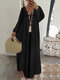 Lace Crochet V-neck Long Sleeve Plus Size Maxi Dress - Black
